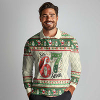 Funny Six Seven 67 Christmas Long Sleeve Polo Shirt Christmas Santa Patterns - Wonder Print Shop