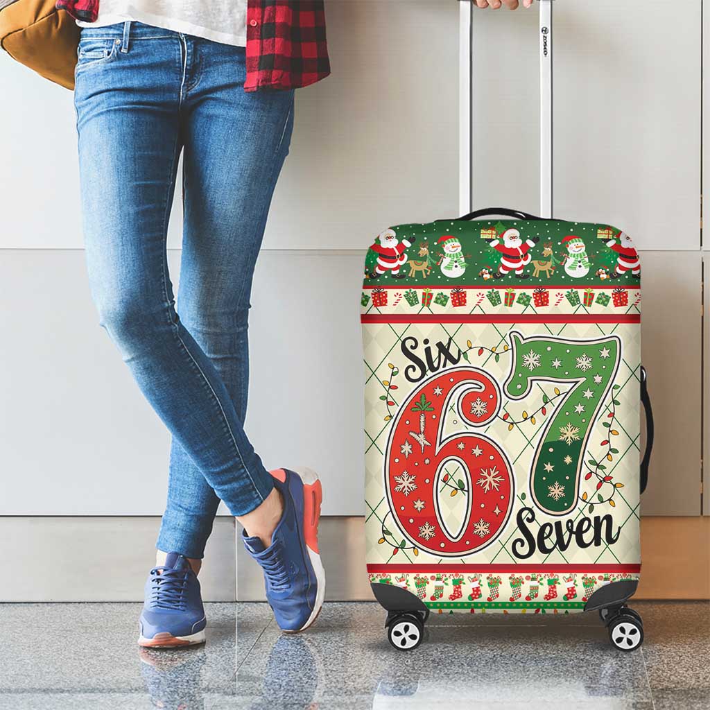 Funny Six Seven 67 Christmas Luggage Cover Christmas Santa Patterns - Wonder Print Shop