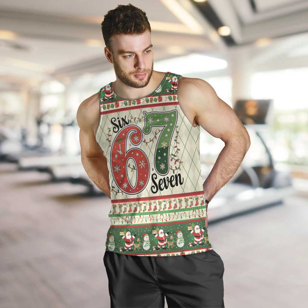 Funny Six Seven 67 Christmas Men Tank Top Christmas Santa Patterns - Wonder Print Shop