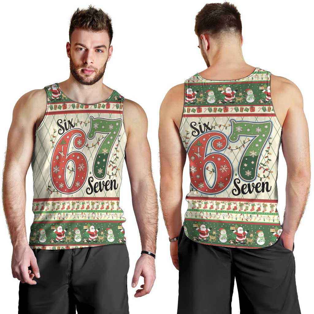 Funny Six Seven 67 Christmas Men Tank Top Christmas Santa Patterns - Wonder Print Shop