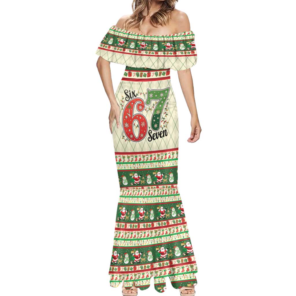 Funny Six Seven 67 Christmas Mermaid Dress Christmas Santa Patterns - Wonder Print Shop
