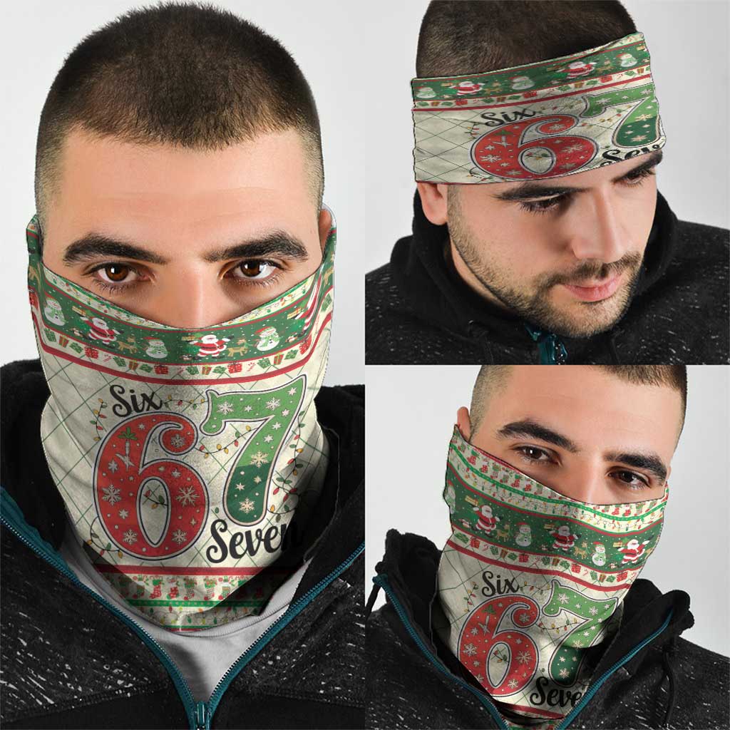 Funny Six Seven 67 Christmas Neck Gaiter Christmas Santa Patterns - Wonder Print Shop