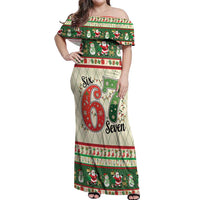 Funny Six Seven 67 Christmas Off Shoulder Maxi Dress Christmas Santa Patterns - Wonder Print Shop
