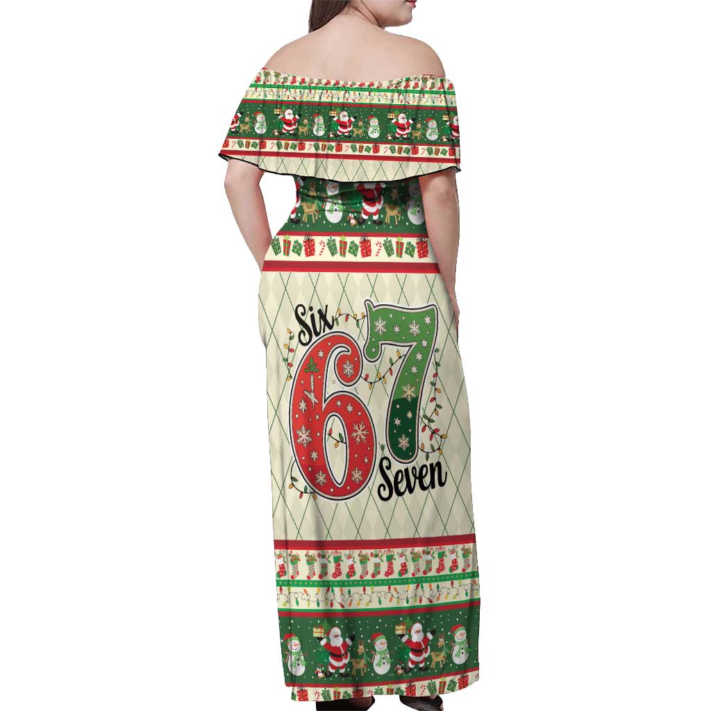 Funny Six Seven 67 Christmas Off Shoulder Maxi Dress Christmas Santa Patterns - Wonder Print Shop
