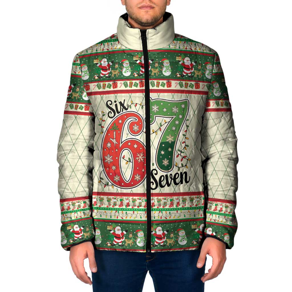 Funny Six Seven 67 Christmas Padded Jacket Christmas Santa Patterns - Wonder Print Shop