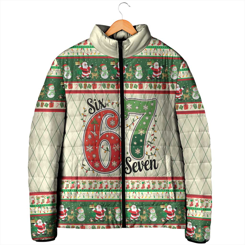 Funny Six Seven 67 Christmas Padded Jacket Christmas Santa Patterns - Wonder Print Shop
