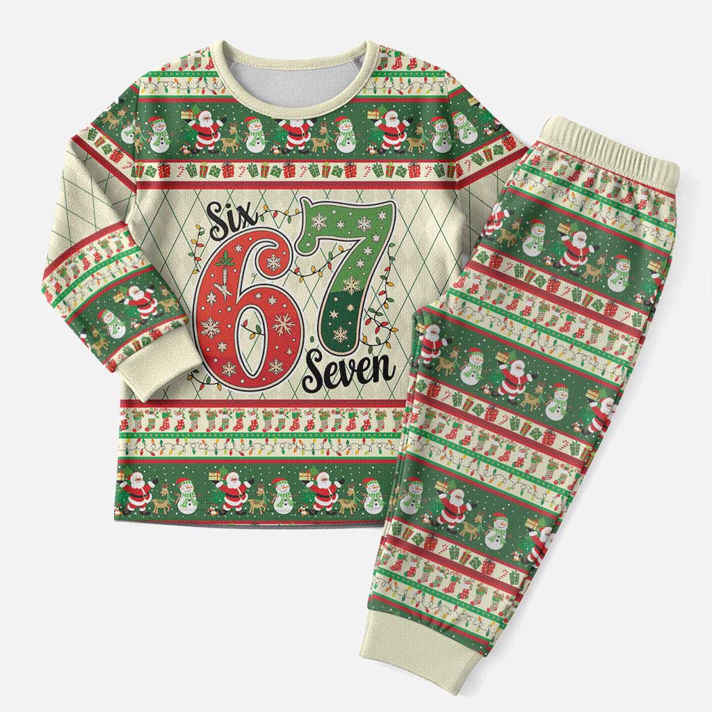 Funny Six Seven 67 Christmas Pajama Set Christmas Santa Patterns - Wonder Print Shop
