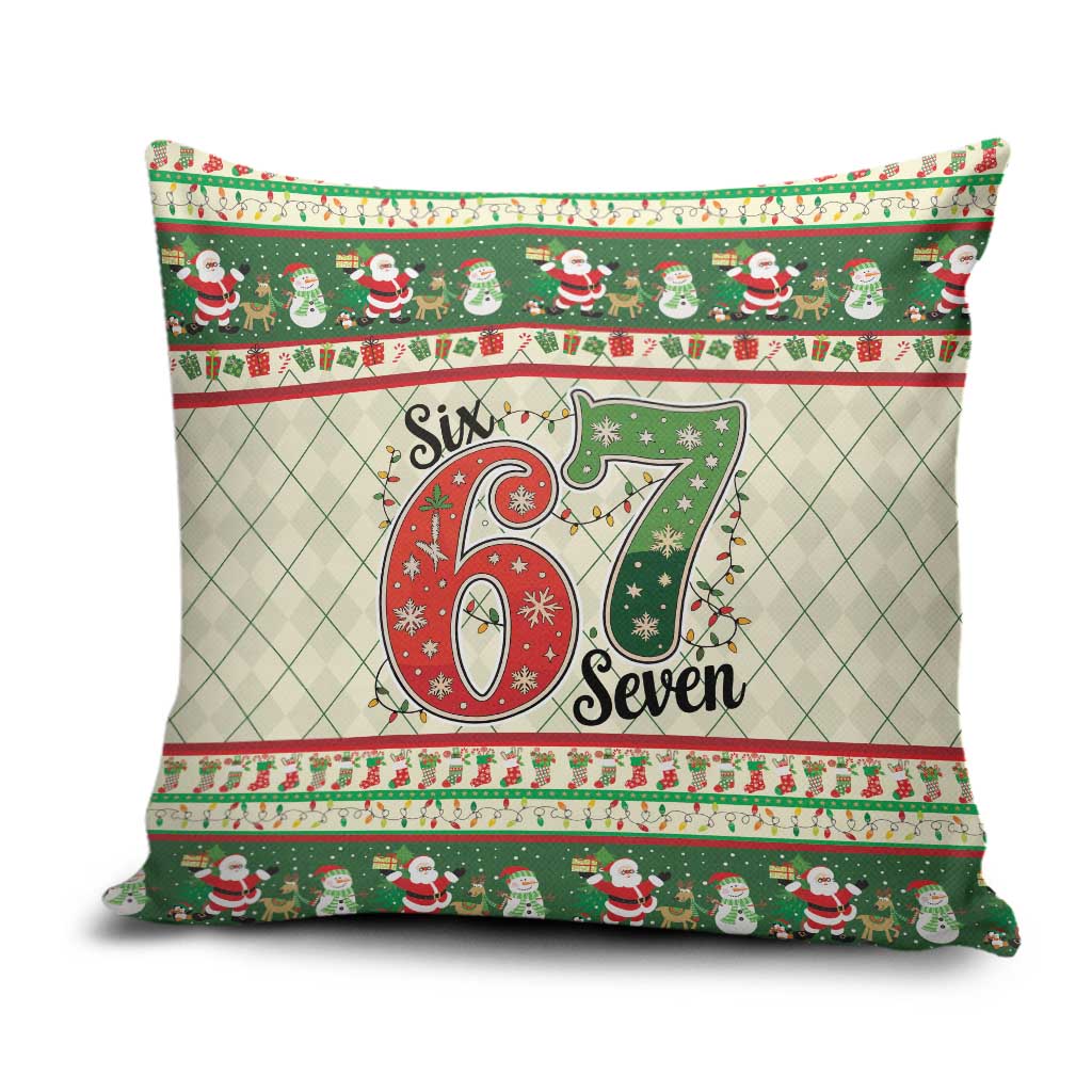 Funny Six Seven 67 Christmas Pillow Cover Christmas Santa Patterns - Wonder Print Shop