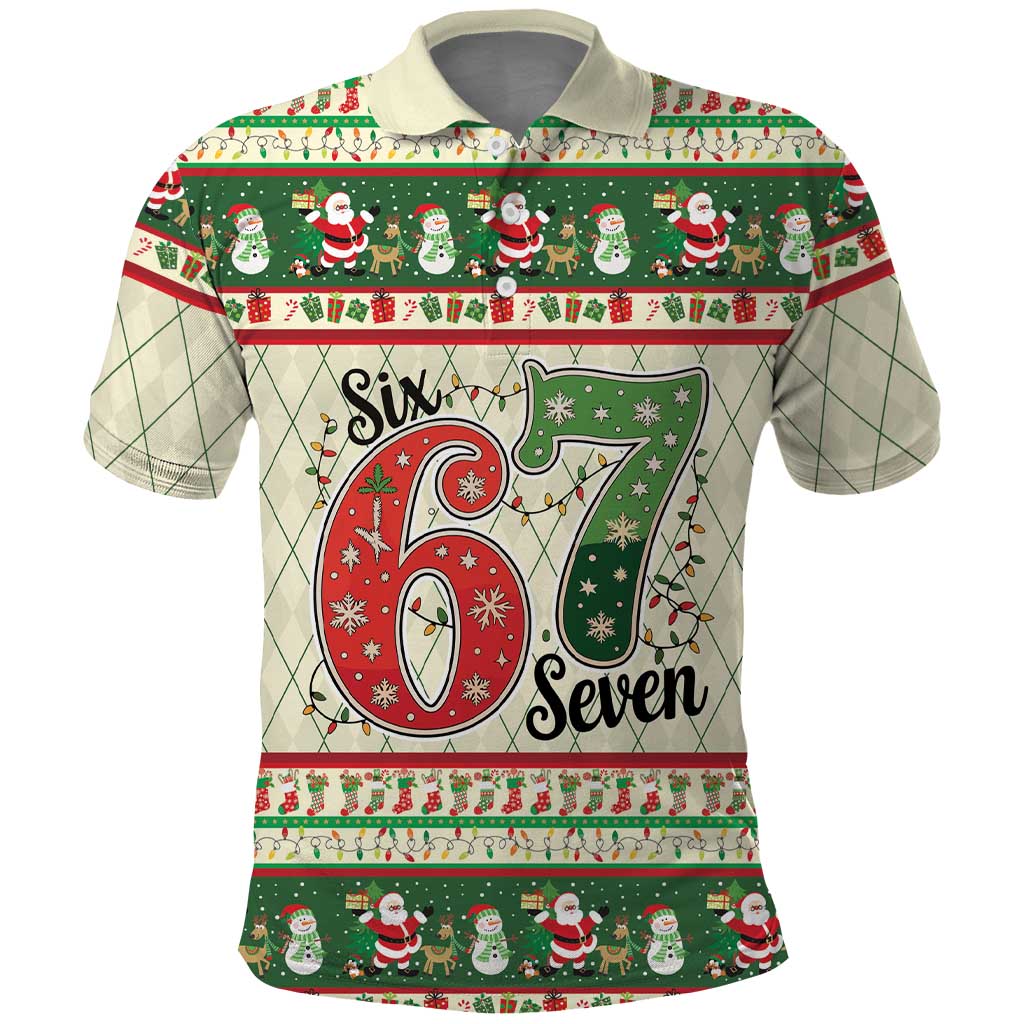 Funny Six Seven 67 Christmas Polo Shirt Christmas Santa Patterns - Wonder Print Shop