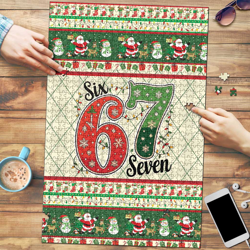 Funny Six Seven 67 Christmas Puzzle Christmas Santa Patterns - Wonder Print Shop