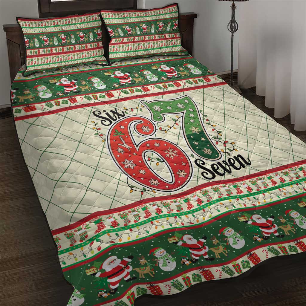Funny Six Seven 67 Christmas Quilt Bed Set Christmas Santa Patterns - Wonder Print Shop