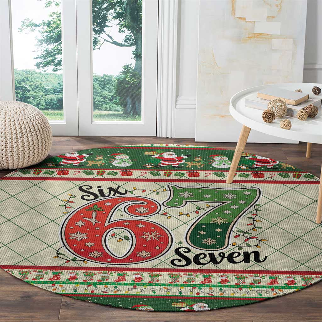 Funny Six Seven 67 Christmas Round Carpet Christmas Santa Patterns - Wonder Print Shop