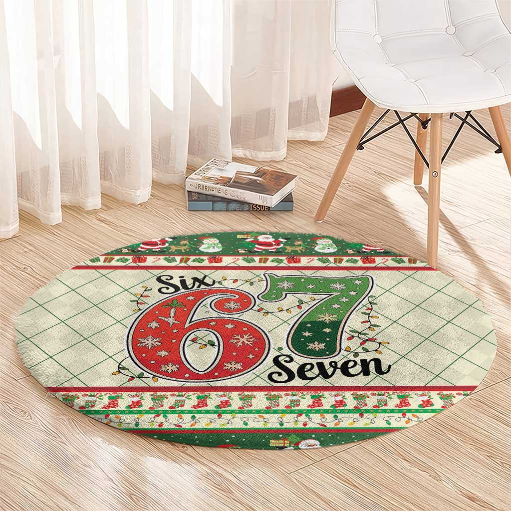 Funny Six Seven 67 Christmas Round Carpet Christmas Santa Patterns - Wonder Print Shop