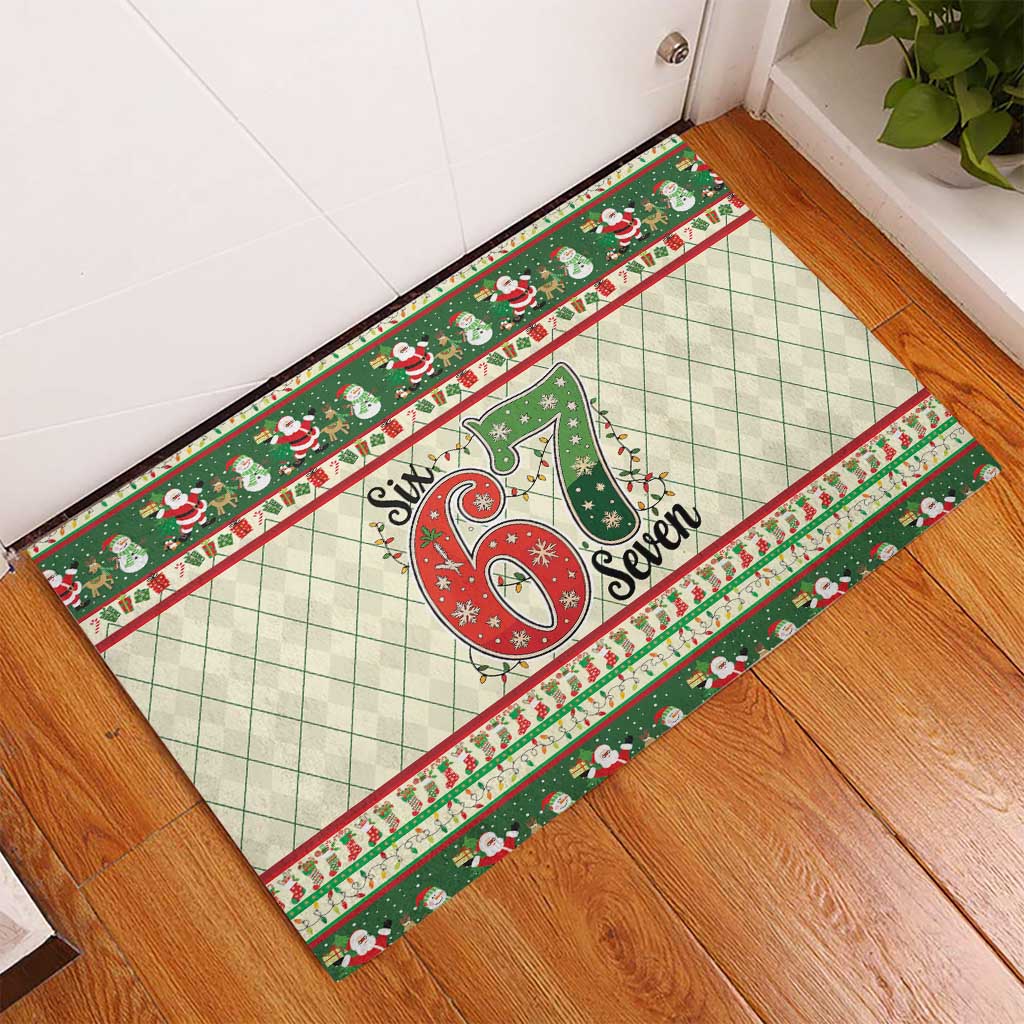Funny Six Seven 67 Christmas Rubber Doormat Christmas Santa Patterns - Wonder Print Shop