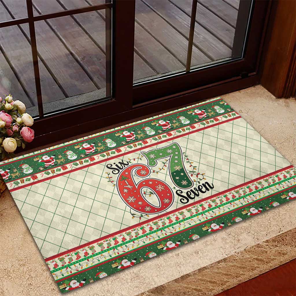 Funny Six Seven 67 Christmas Rubber Doormat Christmas Santa Patterns - Wonder Print Shop