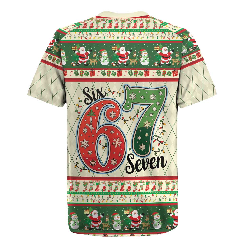 Funny Six Seven 67 Christmas Rugby Jersey Christmas Santa Patterns - Wonder Print Shop