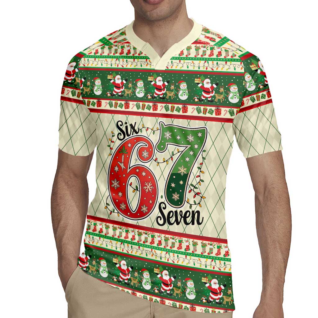 Funny Six Seven 67 Christmas Rugby Jersey Christmas Santa Patterns - Wonder Print Shop