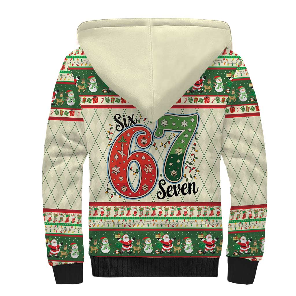 Funny Six Seven 67 Christmas Sherpa Hoodie Christmas Santa Patterns - Wonder Print Shop