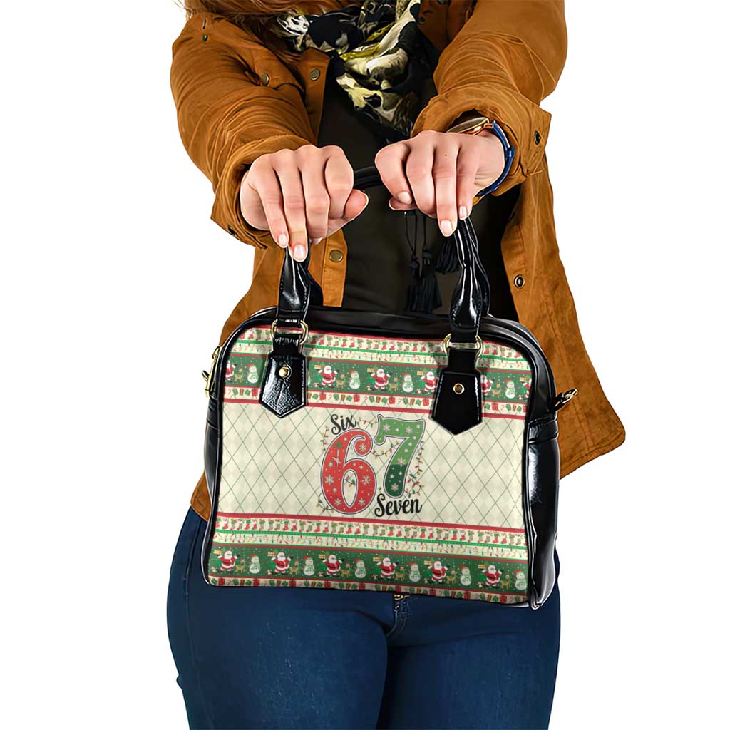 Funny Six Seven 67 Christmas Shoulder Handbag Christmas Santa Patterns - Wonder Print Shop