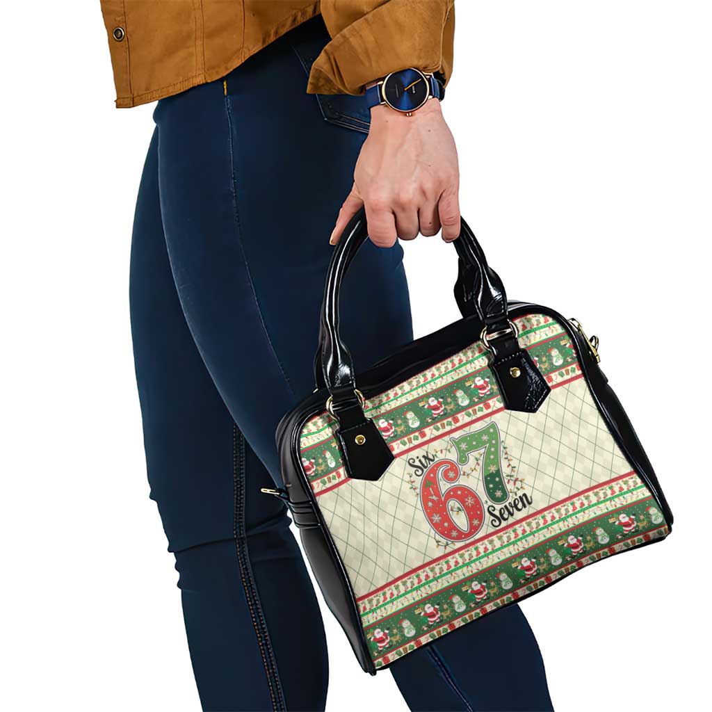 Funny Six Seven 67 Christmas Shoulder Handbag Christmas Santa Patterns - Wonder Print Shop