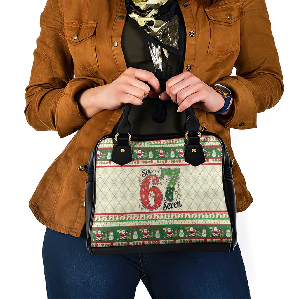 Funny Six Seven 67 Christmas Shoulder Handbag Christmas Santa Patterns - Wonder Print Shop