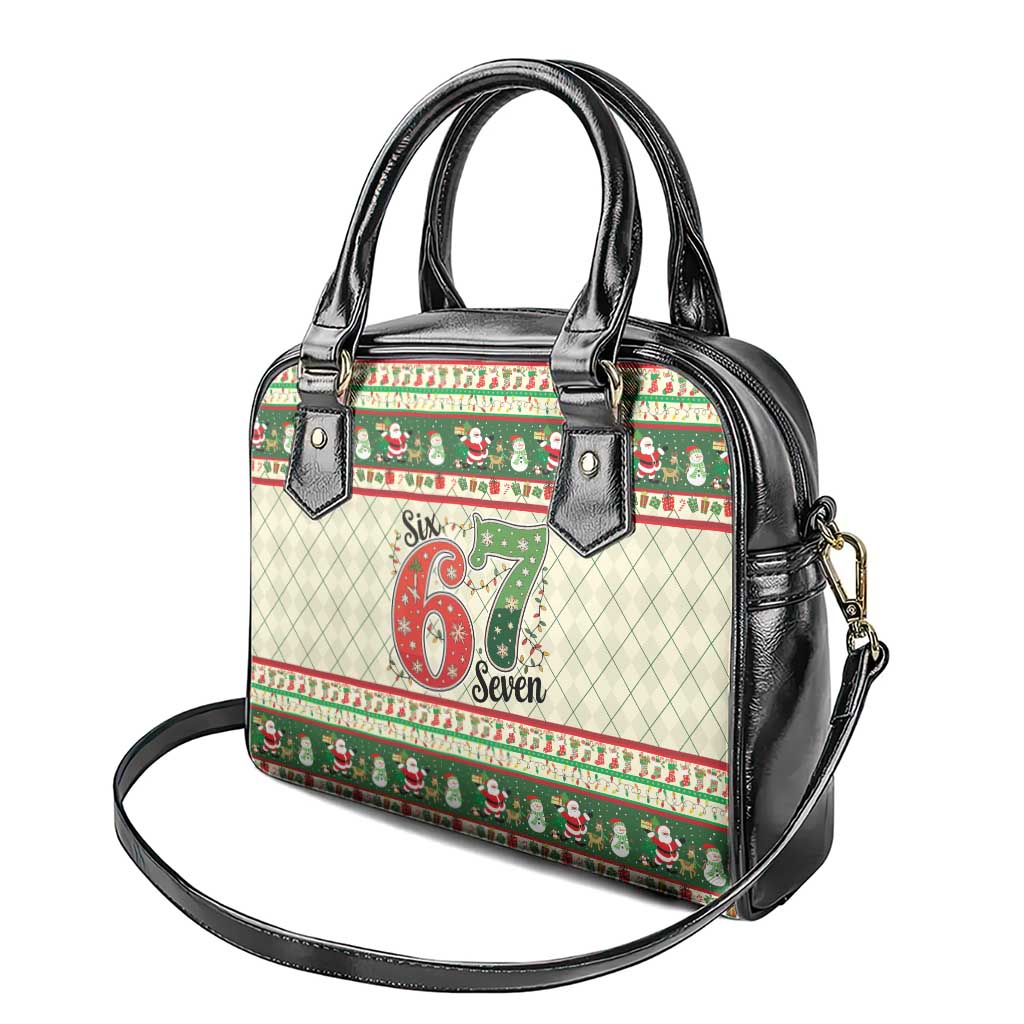 Funny Six Seven 67 Christmas Shoulder Handbag Christmas Santa Patterns - Wonder Print Shop