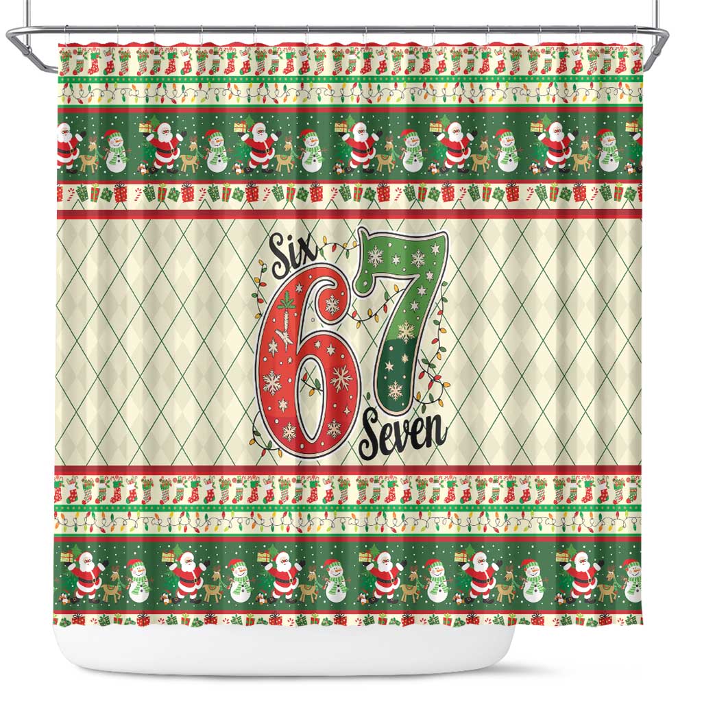 Funny Six Seven 67 Christmas Shower Curtain Christmas Santa Patterns - Wonder Print Shop