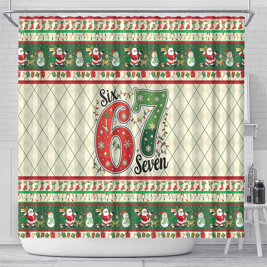 Funny Six Seven 67 Christmas Shower Curtain Christmas Santa Patterns - Wonder Print Shop
