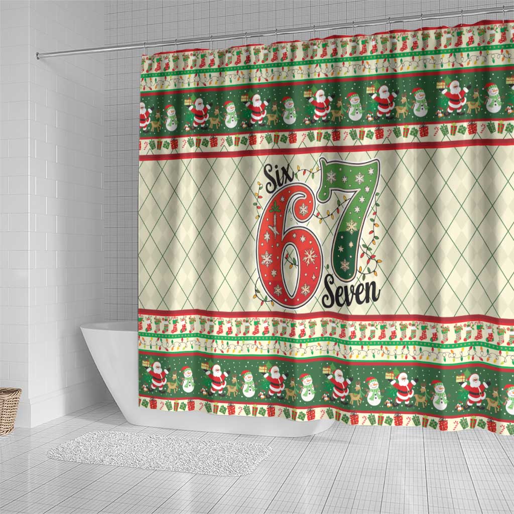 Funny Six Seven 67 Christmas Shower Curtain Christmas Santa Patterns - Wonder Print Shop