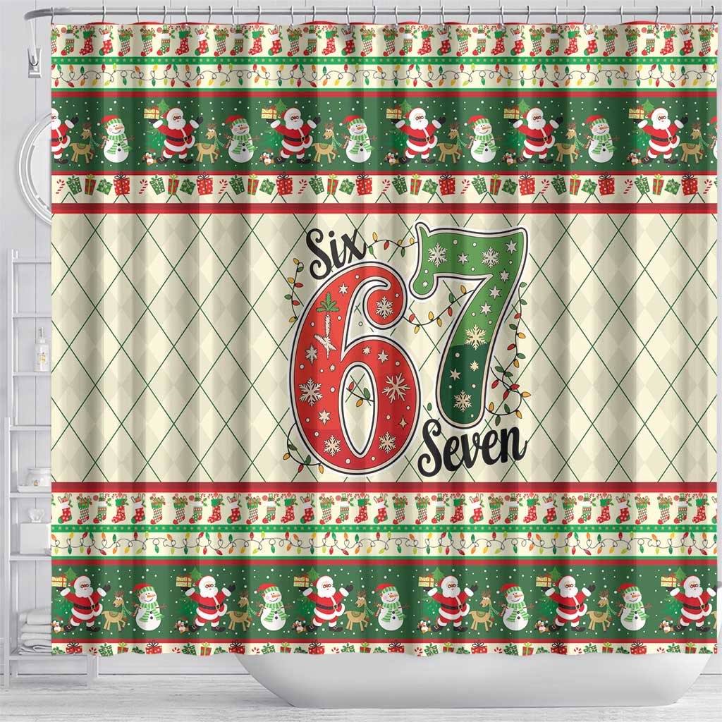 Funny Six Seven 67 Christmas Shower Curtain Christmas Santa Patterns - Wonder Print Shop
