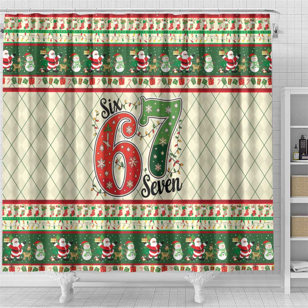 Funny Six Seven 67 Christmas Shower Curtain Christmas Santa Patterns - Wonder Print Shop