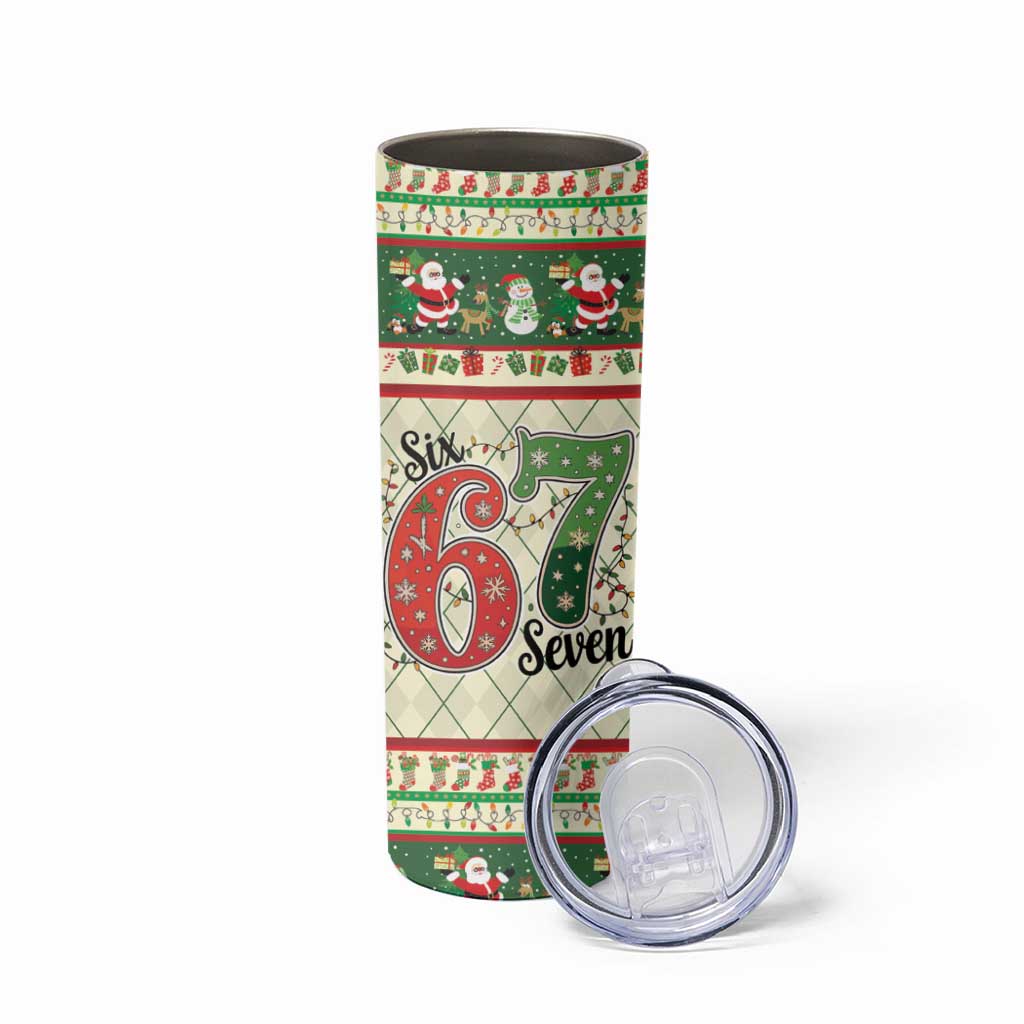 Funny Six Seven 67 Christmas Skinny Tumbler Christmas Santa Patterns - Wonder Print Shop