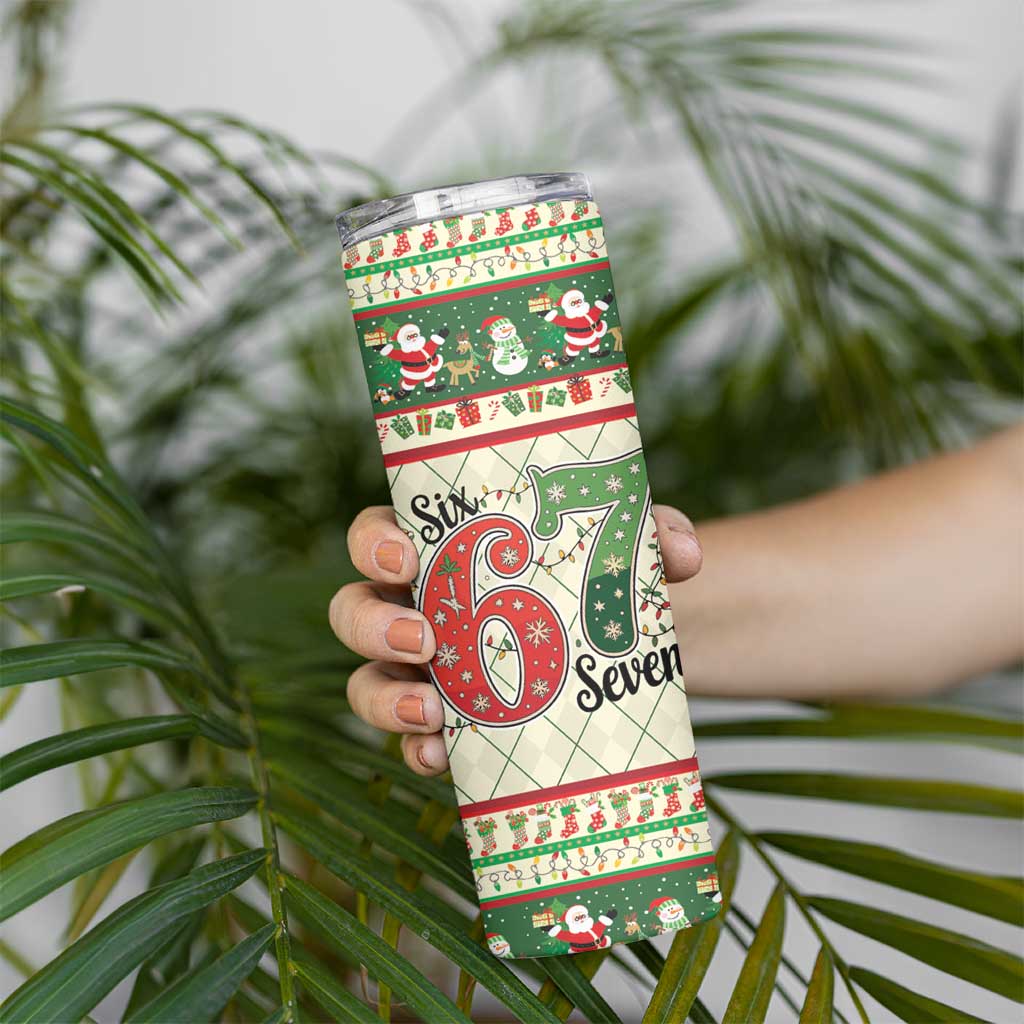 Funny Six Seven 67 Christmas Skinny Tumbler Christmas Santa Patterns - Wonder Print Shop
