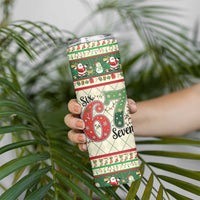 Funny Six Seven 67 Christmas Skinny Tumbler Christmas Santa Patterns - Wonder Print Shop