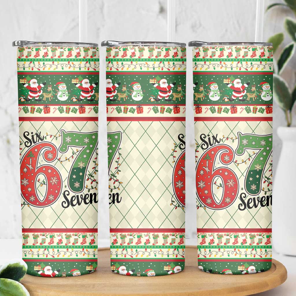 Funny Six Seven 67 Christmas Skinny Tumbler Christmas Santa Patterns - Wonder Print Shop