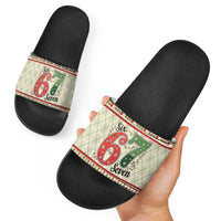 Funny Six Seven 67 Christmas Slide Sandals Christmas Santa Patterns - Wonder Print Shop