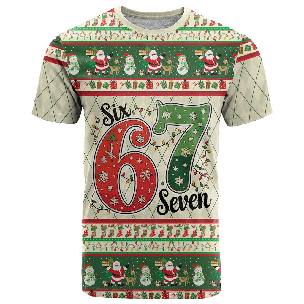 Funny Six Seven 67 Christmas T Shirt Christmas Santa Patterns - Wonder Print Shop