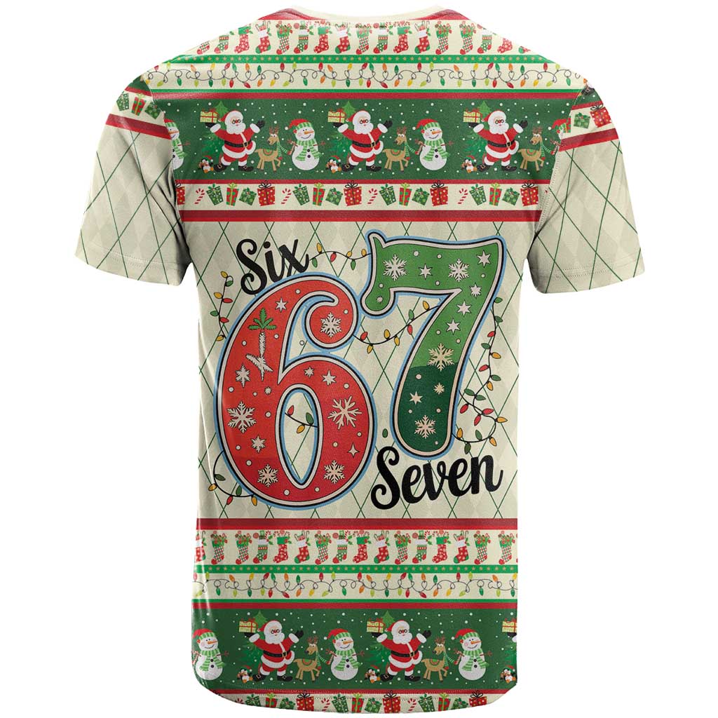 Funny Six Seven 67 Christmas T Shirt Christmas Santa Patterns - Wonder Print Shop