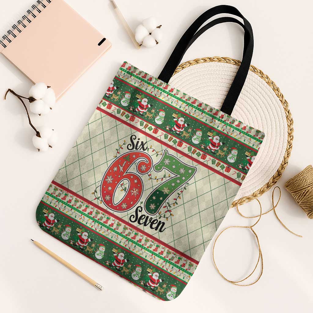 Funny Six Seven 67 Christmas Tote Bag Christmas Santa Patterns - Wonder Print Shop
