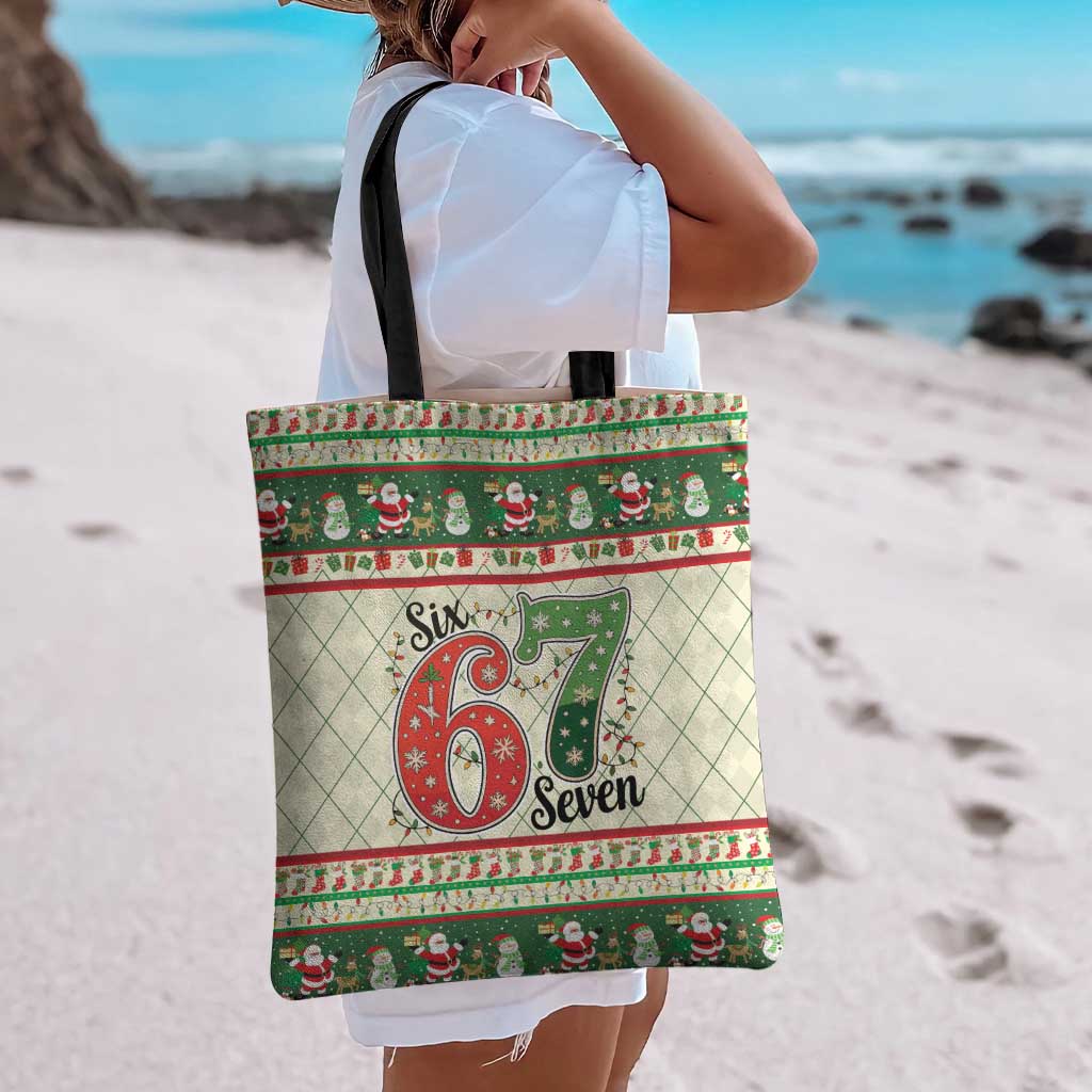 Funny Six Seven 67 Christmas Tote Bag Christmas Santa Patterns - Wonder Print Shop