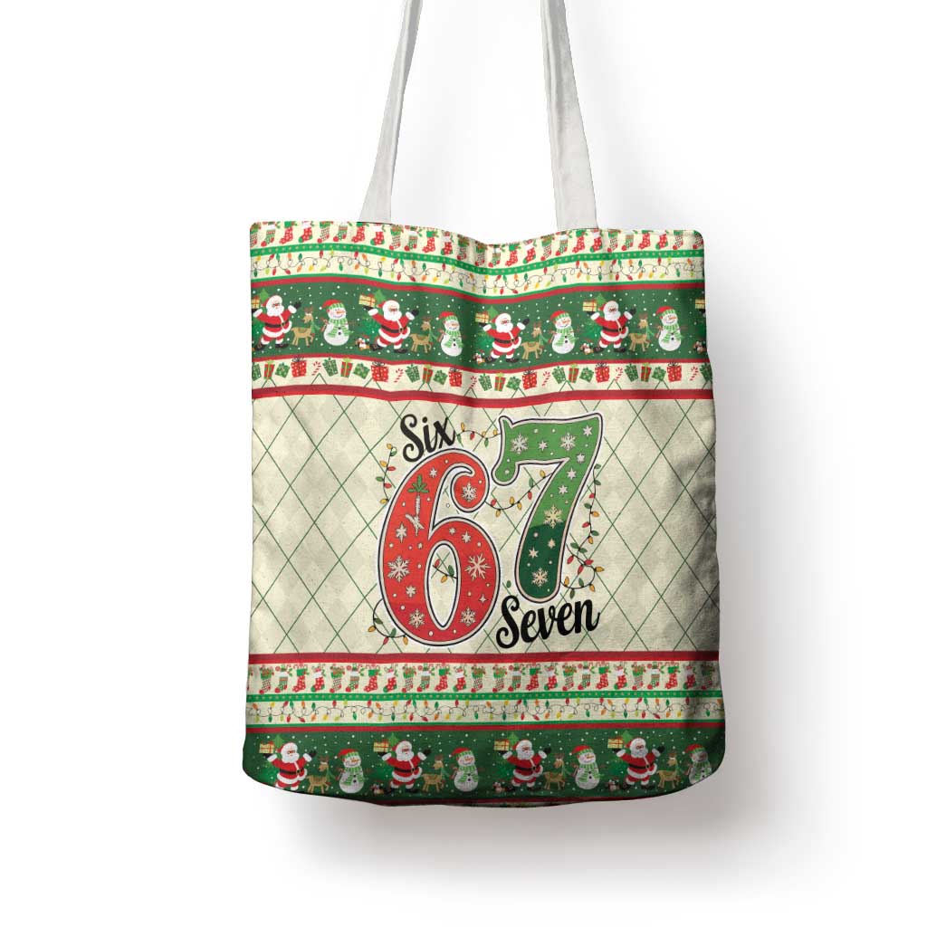 Funny Six Seven 67 Christmas Tote Bag Christmas Santa Patterns - Wonder Print Shop