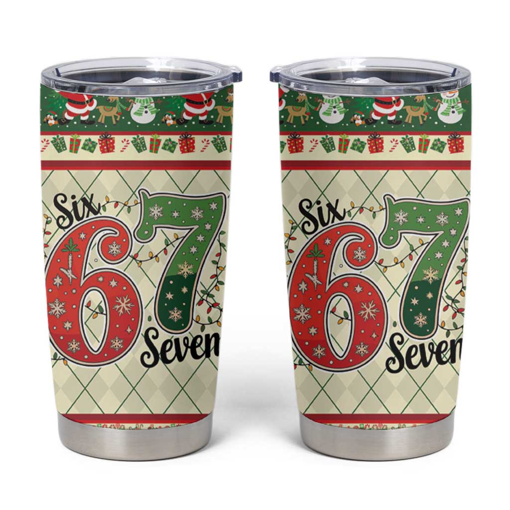 Funny Six Seven 67 Christmas Tumbler Cup Christmas Santa Patterns - Wonder Print Shop