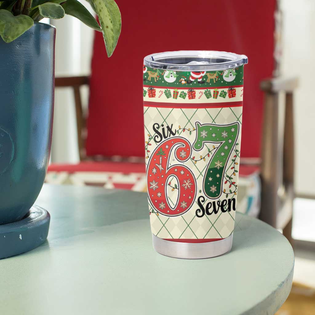 Funny Six Seven 67 Christmas Tumbler Cup Christmas Santa Patterns - Wonder Print Shop