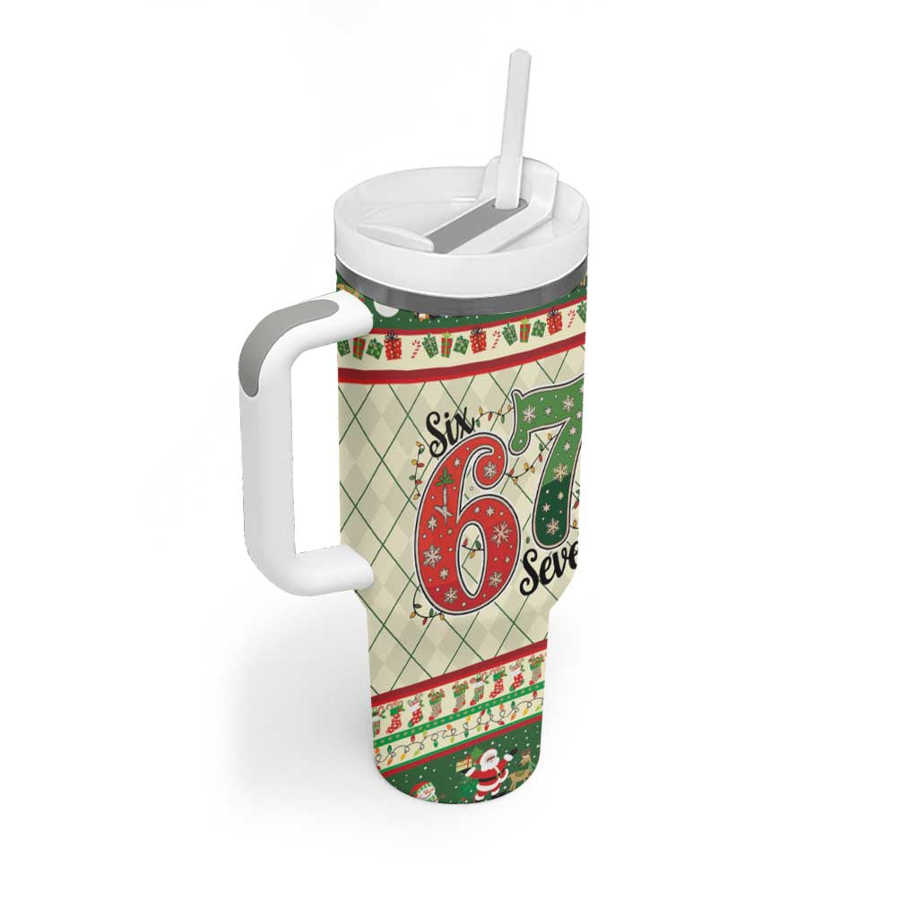Funny Six Seven 67 Christmas Tumbler With Handle Christmas Santa Patterns - Wonder Print Shop