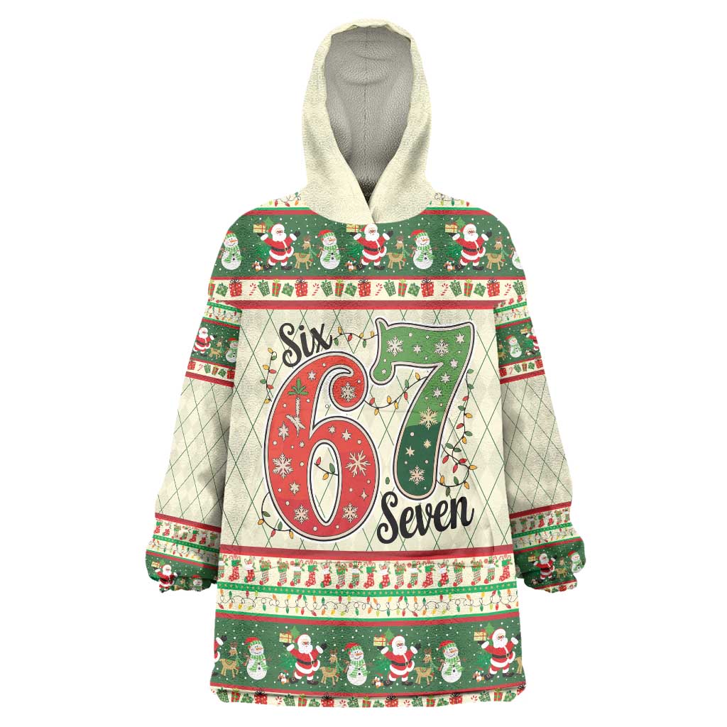 Funny Six Seven 67 Christmas Wearable Blanket Hoodie Christmas Santa Patterns - Wonder Print Shop