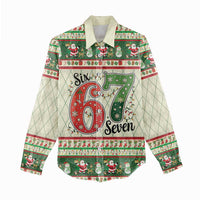 Funny Six Seven 67 Christmas Women Casual Shirt Christmas Santa Patterns - Wonder Print Shop