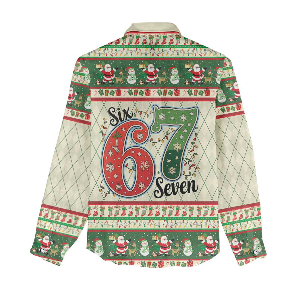 Funny Six Seven 67 Christmas Women Casual Shirt Christmas Santa Patterns - Wonder Print Shop