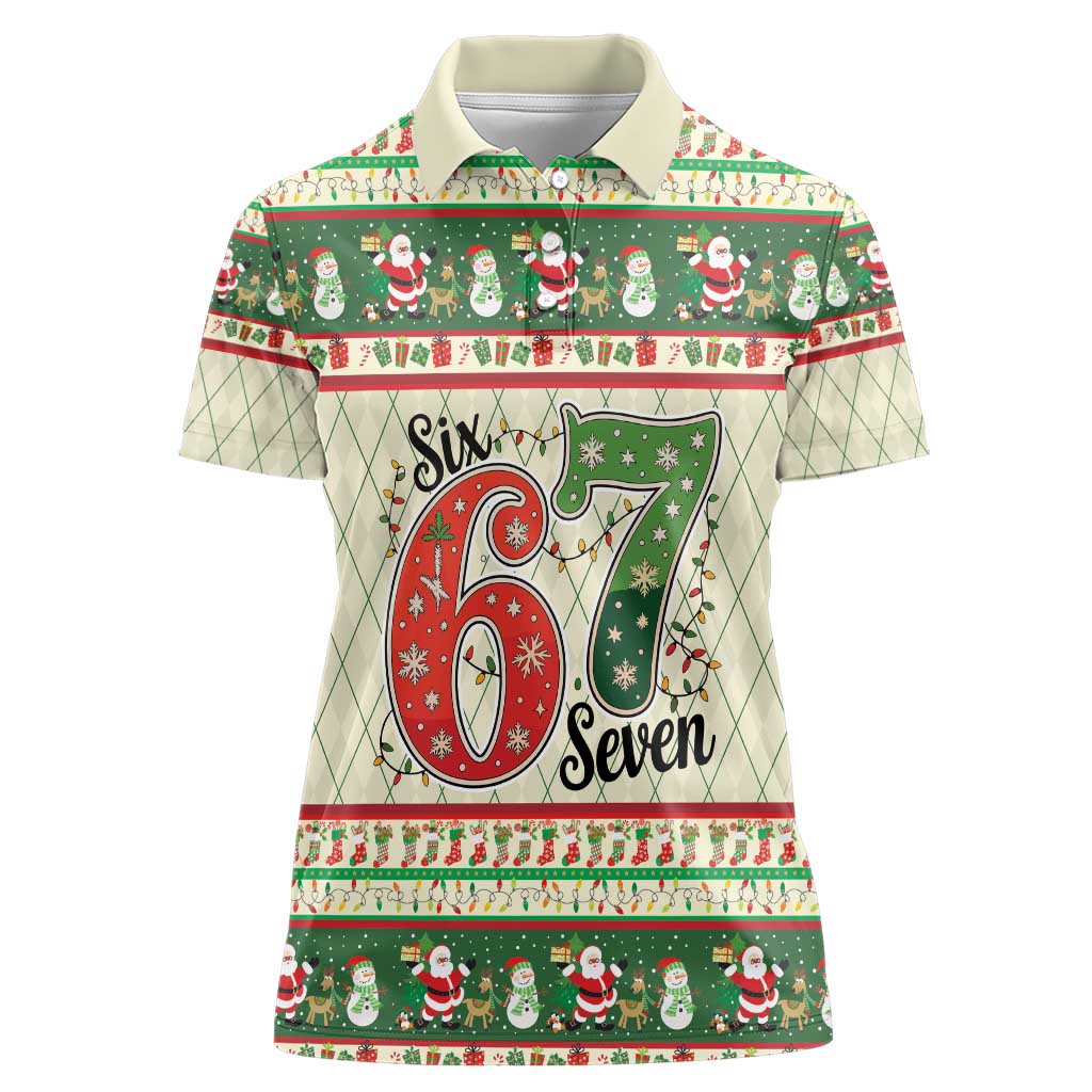 Funny Six Seven 67 Christmas Women Polo Shirt Christmas Santa Patterns - Wonder Print Shop