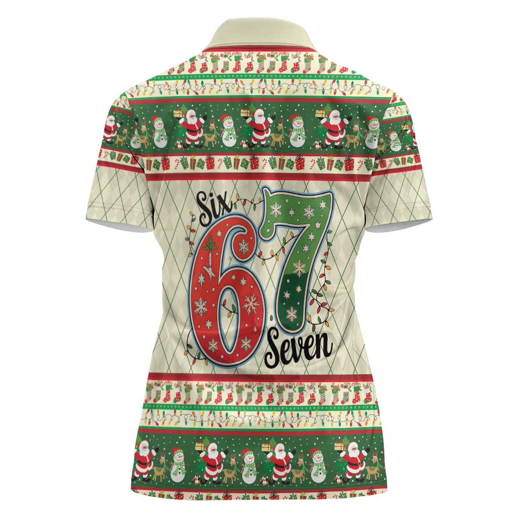 Funny Six Seven 67 Christmas Women Polo Shirt Christmas Santa Patterns - Wonder Print Shop
