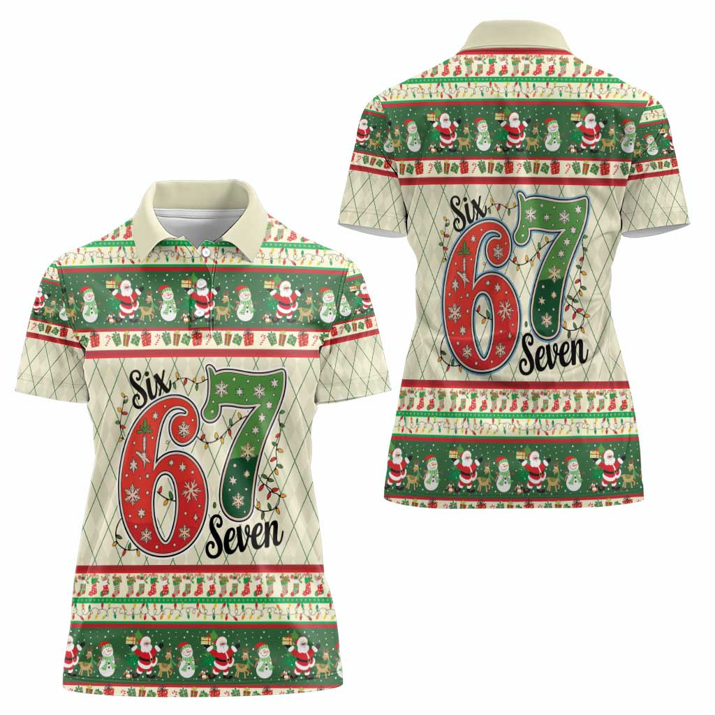 Funny Six Seven 67 Christmas Women Polo Shirt Christmas Santa Patterns - Wonder Print Shop